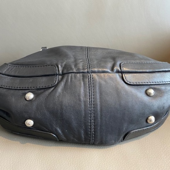 Stuart Weitzman black genuine leather shoulder bag satchel braided straps - Picture 9 of 16